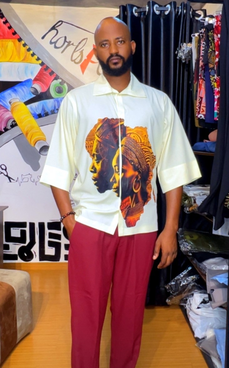 African Heritage Graphic Shirt & Maroon Trousers
