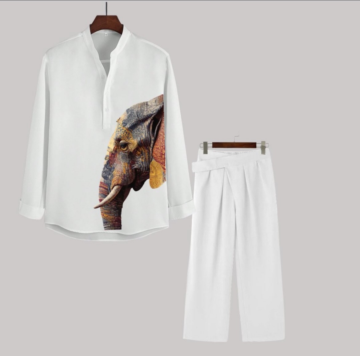 Luxury Men’s Two-Piece Set with Artistic Print