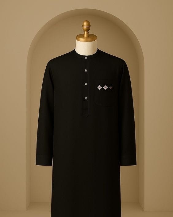 Men’s Black Native Outfit with Monogram Embroidery